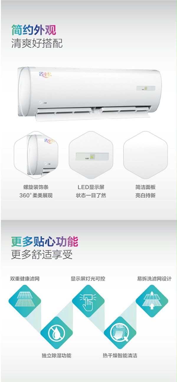 美的（Midea）3匹 二级能效 变频冷暖 空调挂机 省电星 KFR-72GW/BP2DN1Y-DA400(B2)