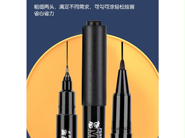 得力 美术勾线笔 S563 双头 0.5~1.0mm 不可再充墨水 黑色 12支/盒