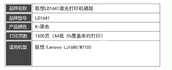 2联想 Lenovo LD1641 硒鼓 （适用LJ1680 M7105打印机）