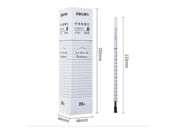 得力(deli) DL-A797 方寸格0.35mm全针管笔芯中性笔替芯书签款 20支盒